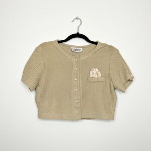 Vintage California Gold Rush Cropped Gold Short-Sleeve Cardigan